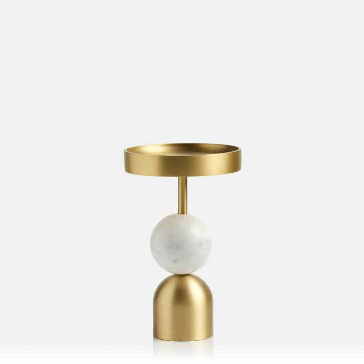 ARC BRASS CANDLESTICK WHITE SMALL for wholesale by Ancient Candle Co.