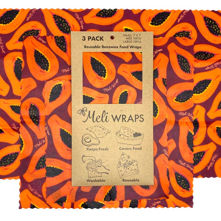 Meli Wraps - Wholesale Food Storage Wrap/Bag - Reusable Beeswax Wraps- MeliWraps 3 Pack Assorted Collection