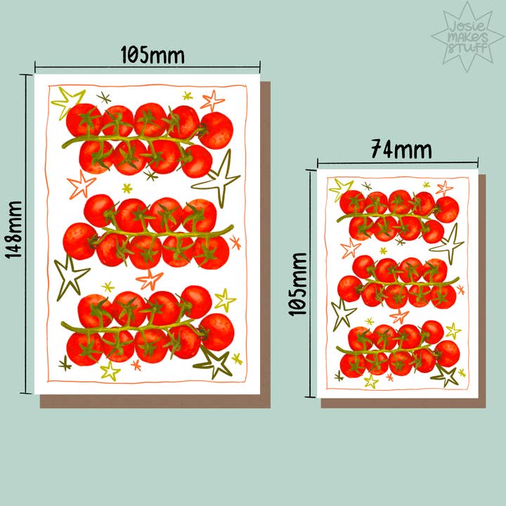 Josie Makes Stuff – wholesale Everyday greeting card – Tomatoes - Greengrocers art card2