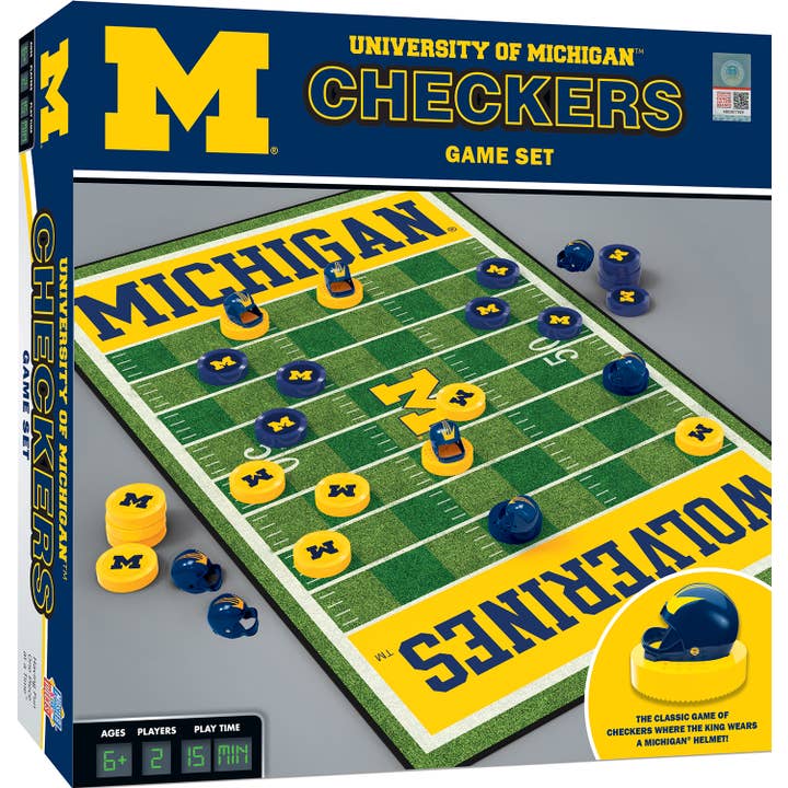 Michigan Wolverines Checkers Board Game for wholesale by Masterpieces Puzzles