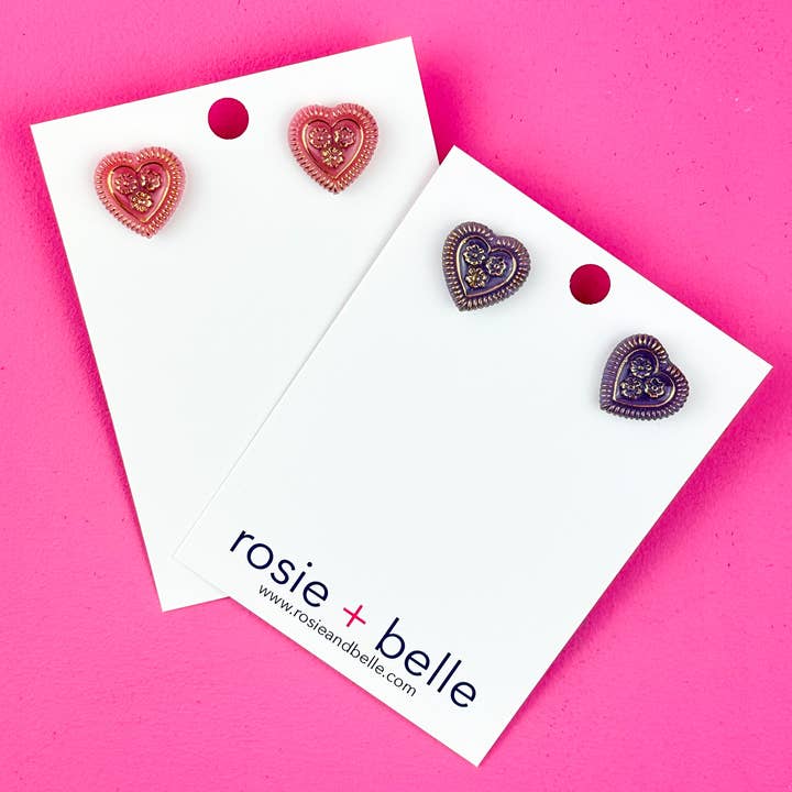 Floral Heart Vintage Heart Earrings for wholesale by rosie + belle