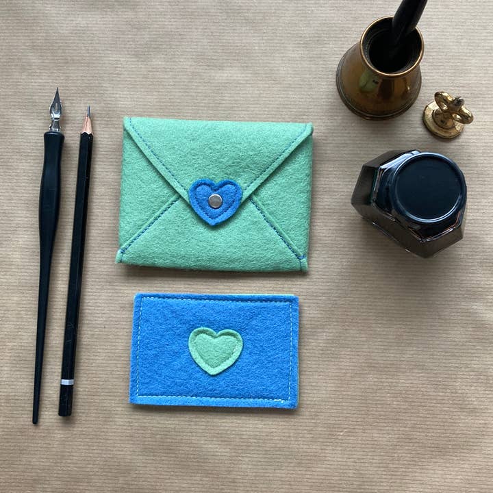 thistledown kind - Wholesale Classic toy – Kids - Little Love Letters Felt Play Stationary Set - Green & Blue1