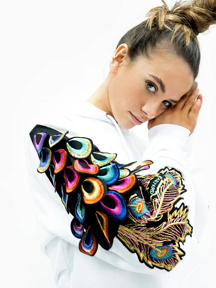 FELPA RAGEV13-PSYCHEDELIC PEACOCK BIANCA per la vendita all'ingrosso da parte di Ragyard