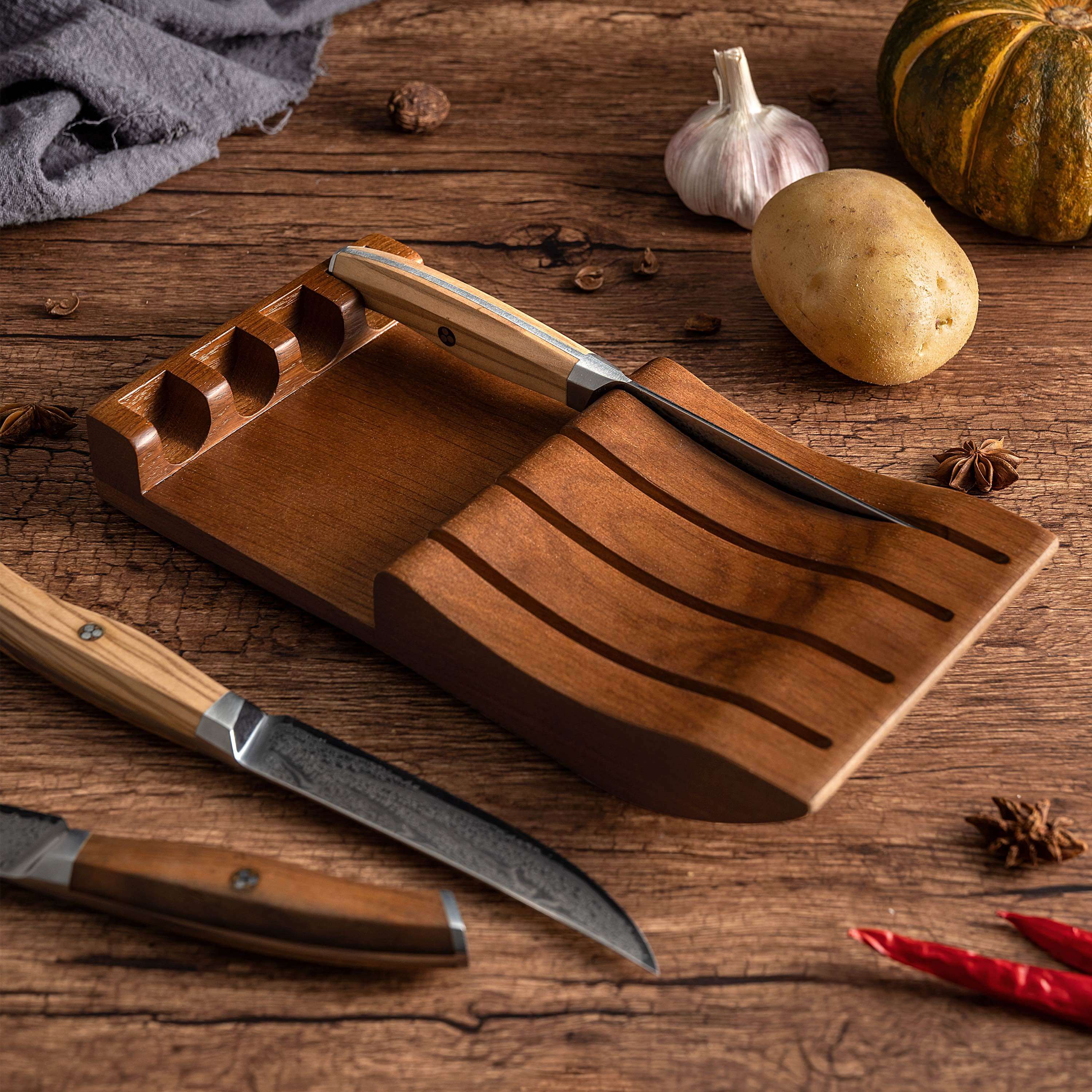 Ginza Steel - Wholesale Knife Set - Ginza Steel AMELIA Five – 4-Piece VG10 Damascus Steel Steak Knife Set with Wood Block5