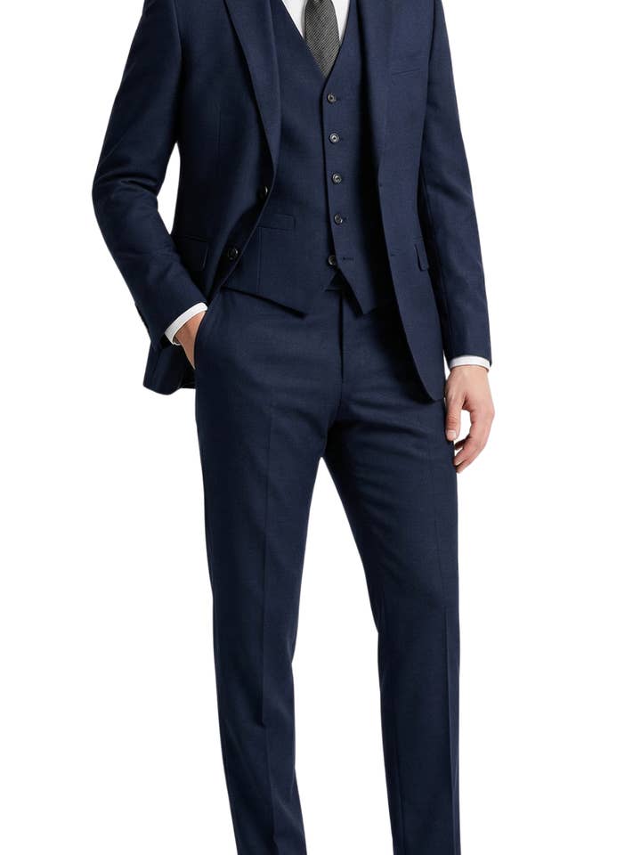 JAX MÄN MARINBLÅ 2-KNAPP NOTCH SLAG PICK STITCHING 3-DELAD SLIM FIT KOSTYM för wholesale av Ferrecci