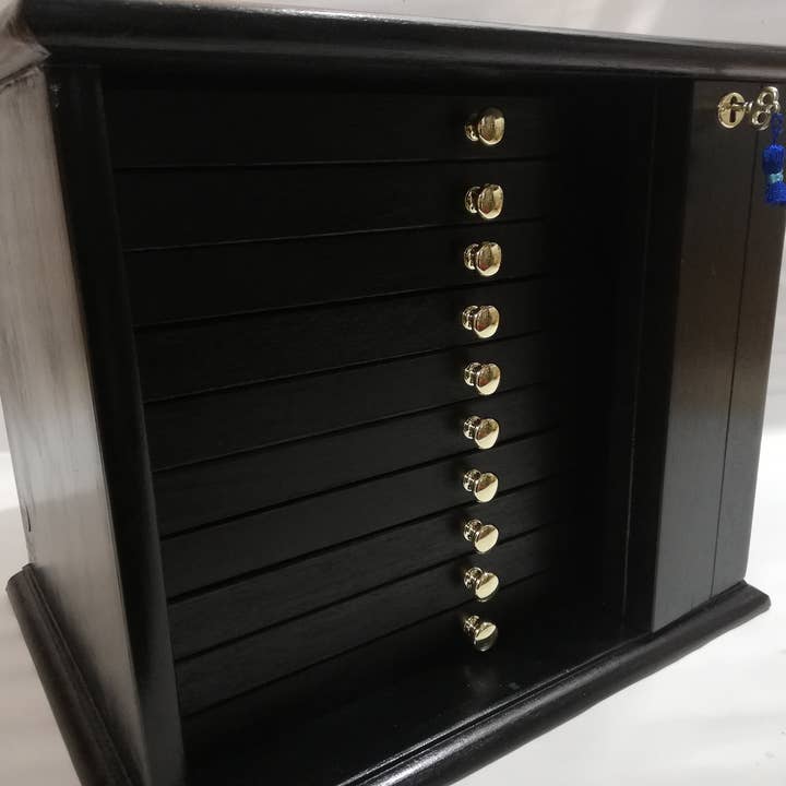 Real Wood Coin Box 10 Velvet Drawers for wholesale by Coins&More