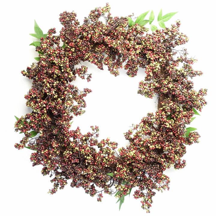 Artificial Hanging Black Berry Wreath Botanik for wholesale by Leaf Design UK LTD