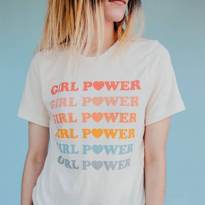 Pastel Rainbow Girl Power Graphic Tee for wholesale by The Funnel Cake Tree