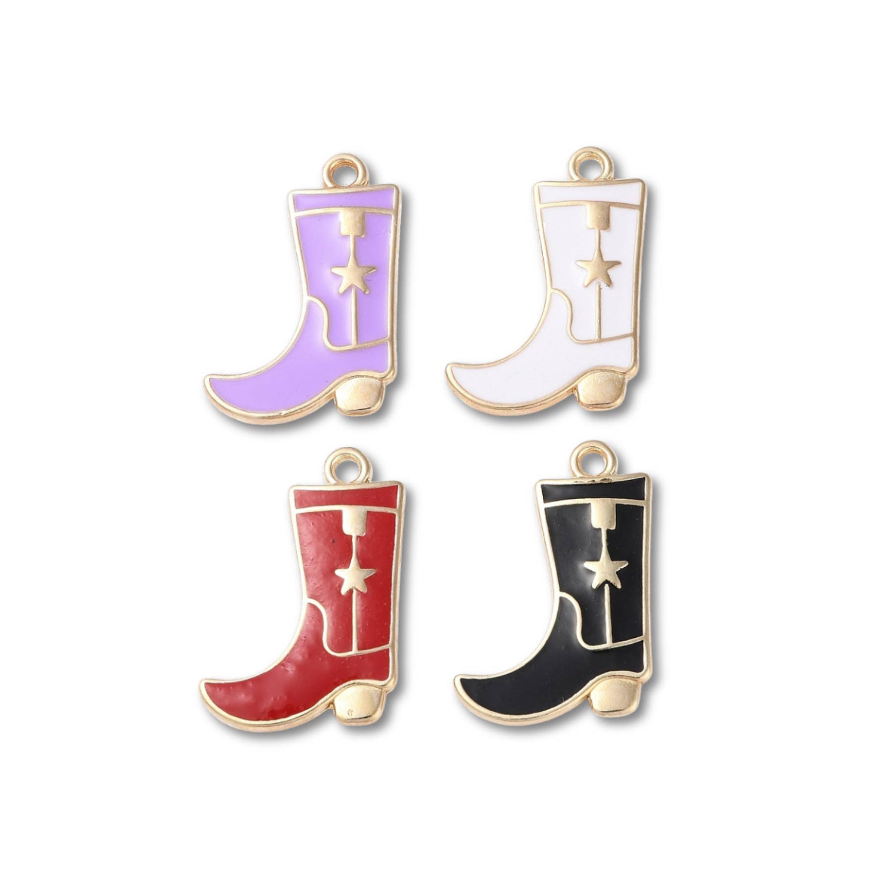 Love, Paige Designs - Wholesale Individual Charm/Pendant - Cowboy Boot Star Gold Charm - Assorted