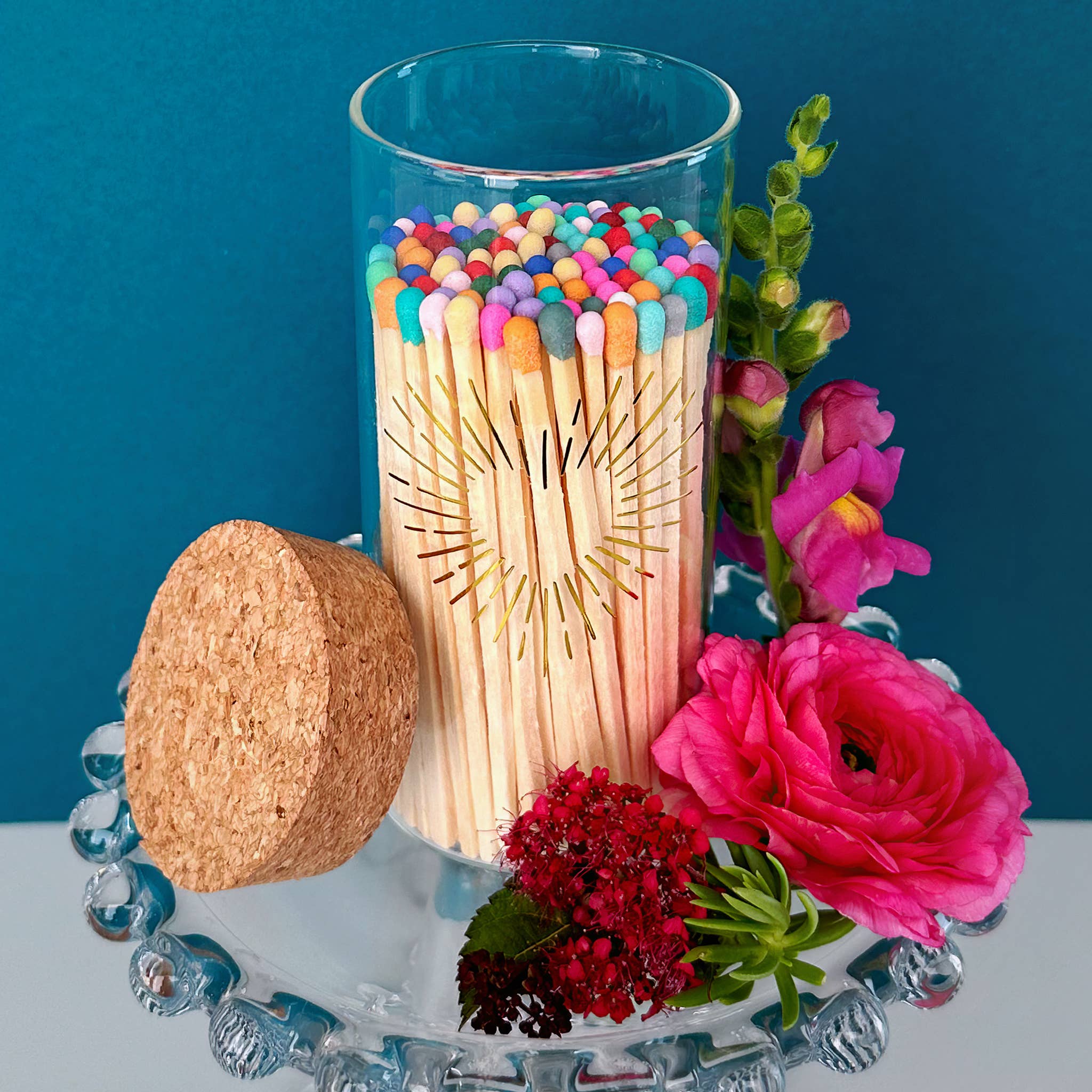 Thankful Greetings – wholesale Tändsticka – Guldtryck med 4" tändstickor & stor korktoppburk26