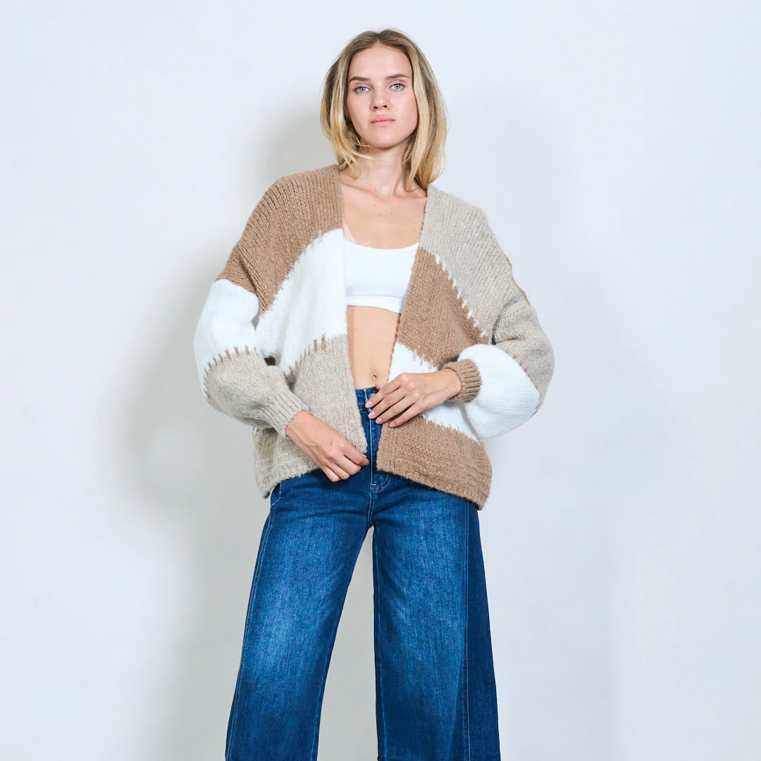 AMELÉ - Wholesale Cardigan - Women's - Color block knit cardigan2