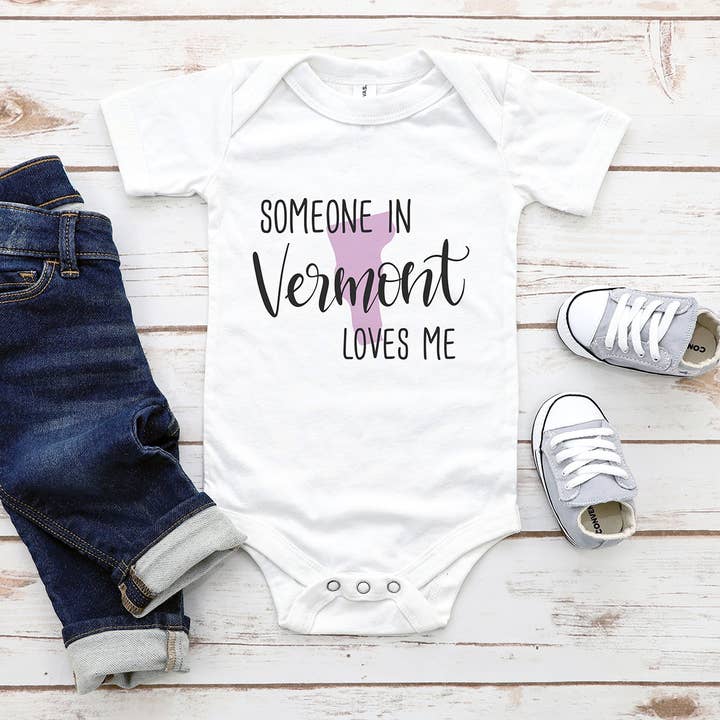 Someone In Vermont Loves Me Baby Bodysuit for wholesale by Itsy Bitsy Bella Co