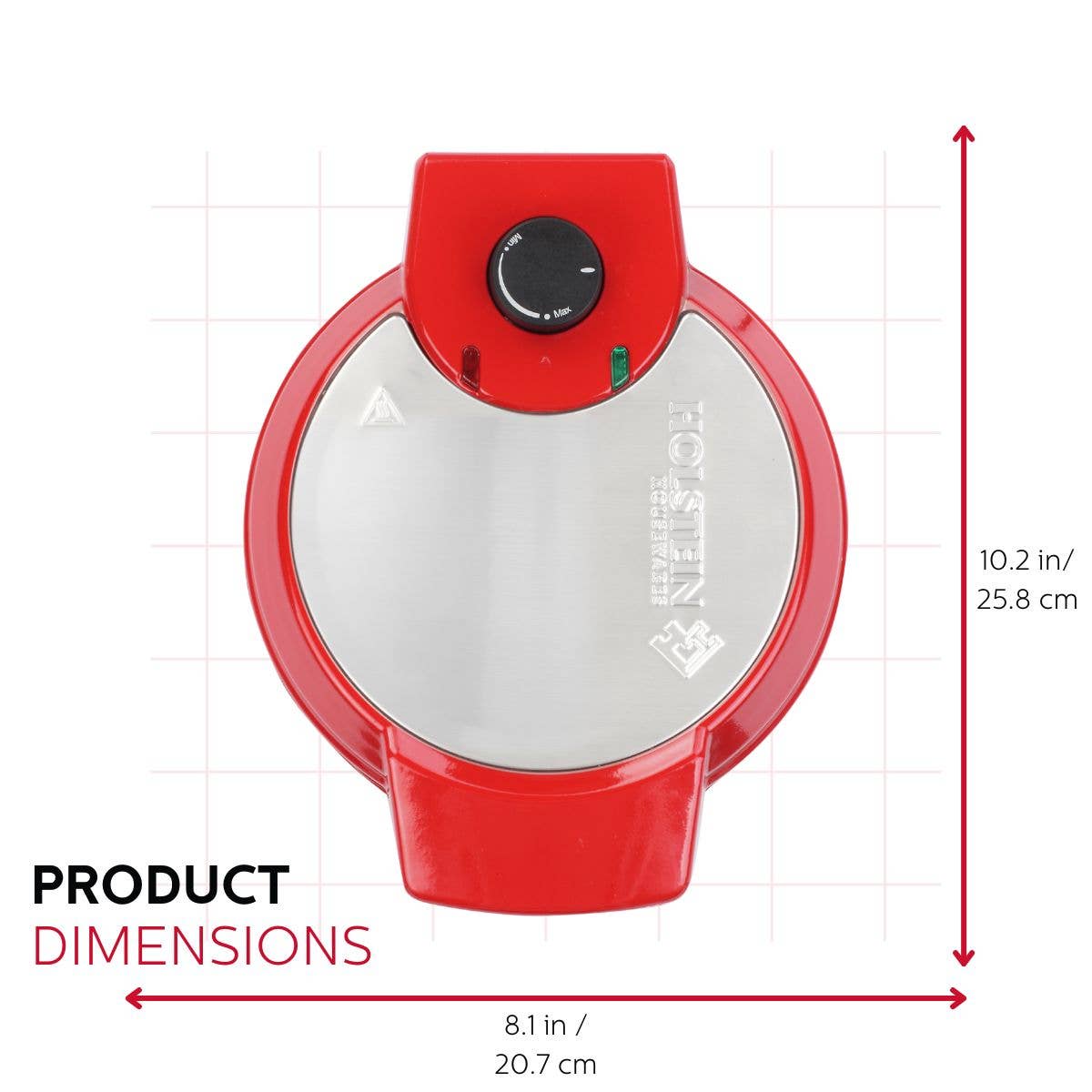 7" BELGIAN WAFFLE MAKER RED STAINLESS STEEL for wholesale on Faire4