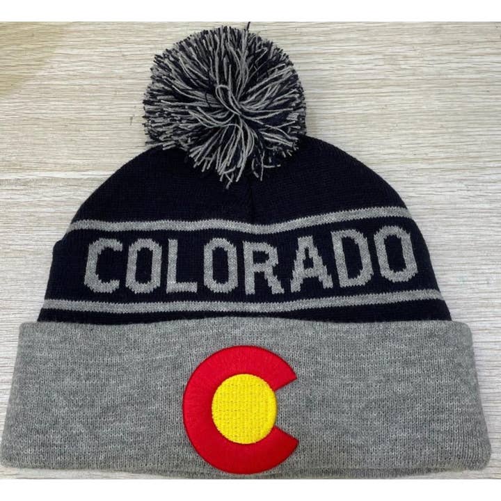 7-BEANIE- Bonnet 3D Colorado, à revers, à pompon pour la vente par LOVE LIGHT APPAREL, LLC
