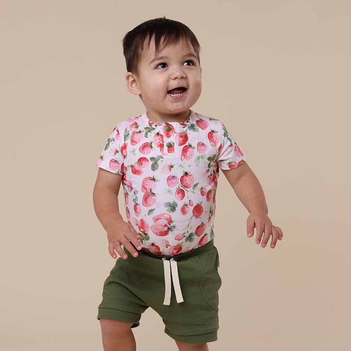 Snuggle Hunny - Wholesale Bodysuit (Non-Footed) - Baby - Strawberry Short Sleeve Organic Bodysuit2