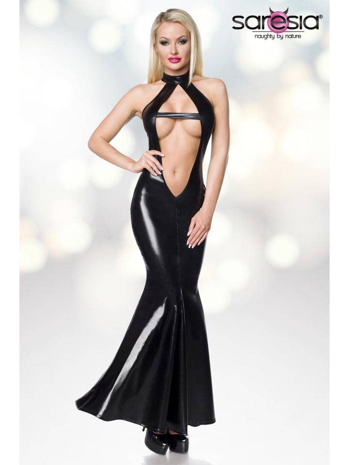Nero Abito Wetlook - Design a linea di sirena in vendita all'ingrosso su Faire3