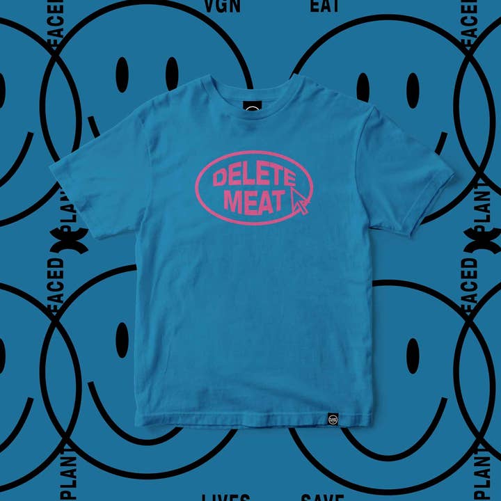 Delete Meat - Camiseta azul real para venta al por mayor de Plant Faced Clothing