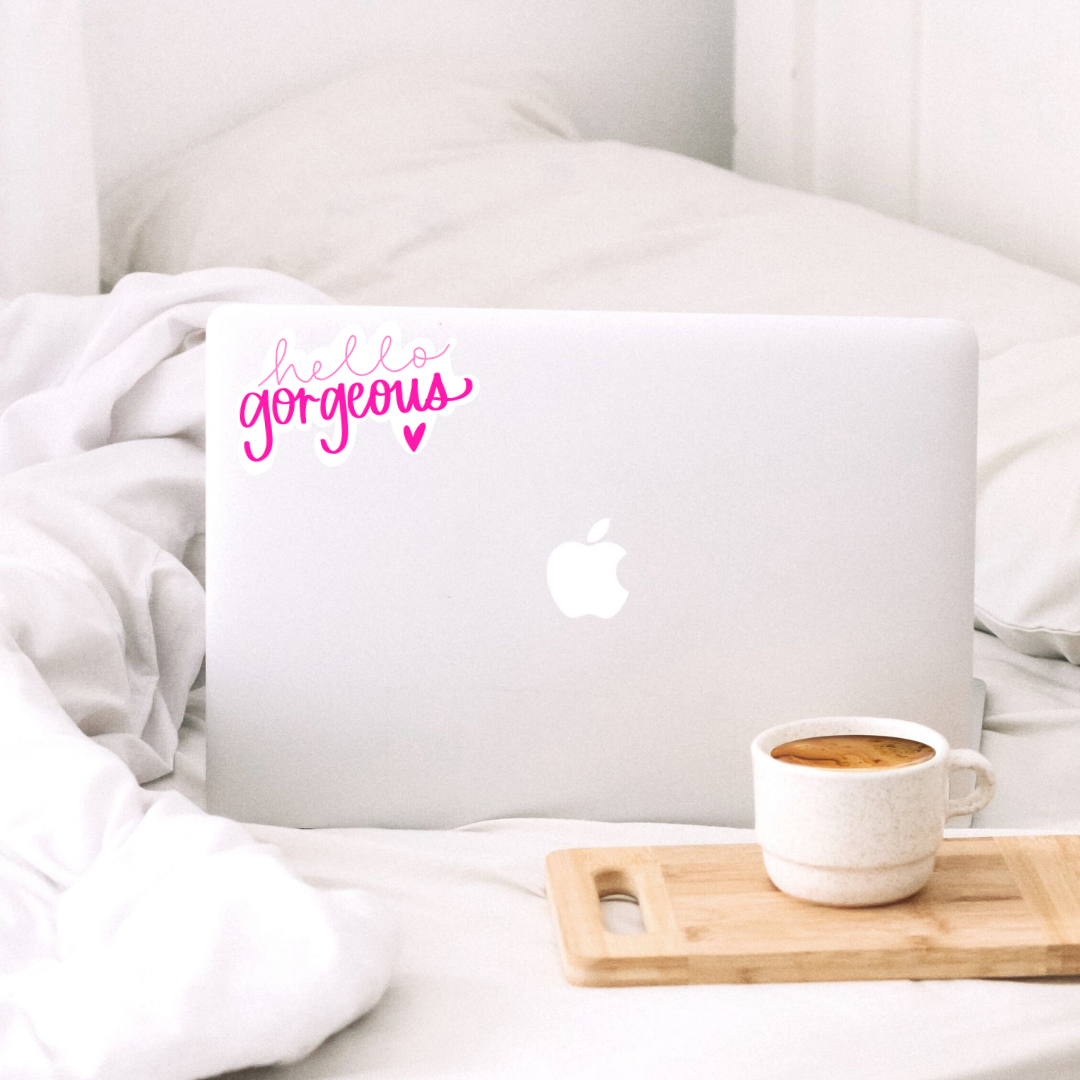 Letters from Elliott - Wholesale Sticker - Hello Gorgeous Hand Lettered Vinyl Sticker1