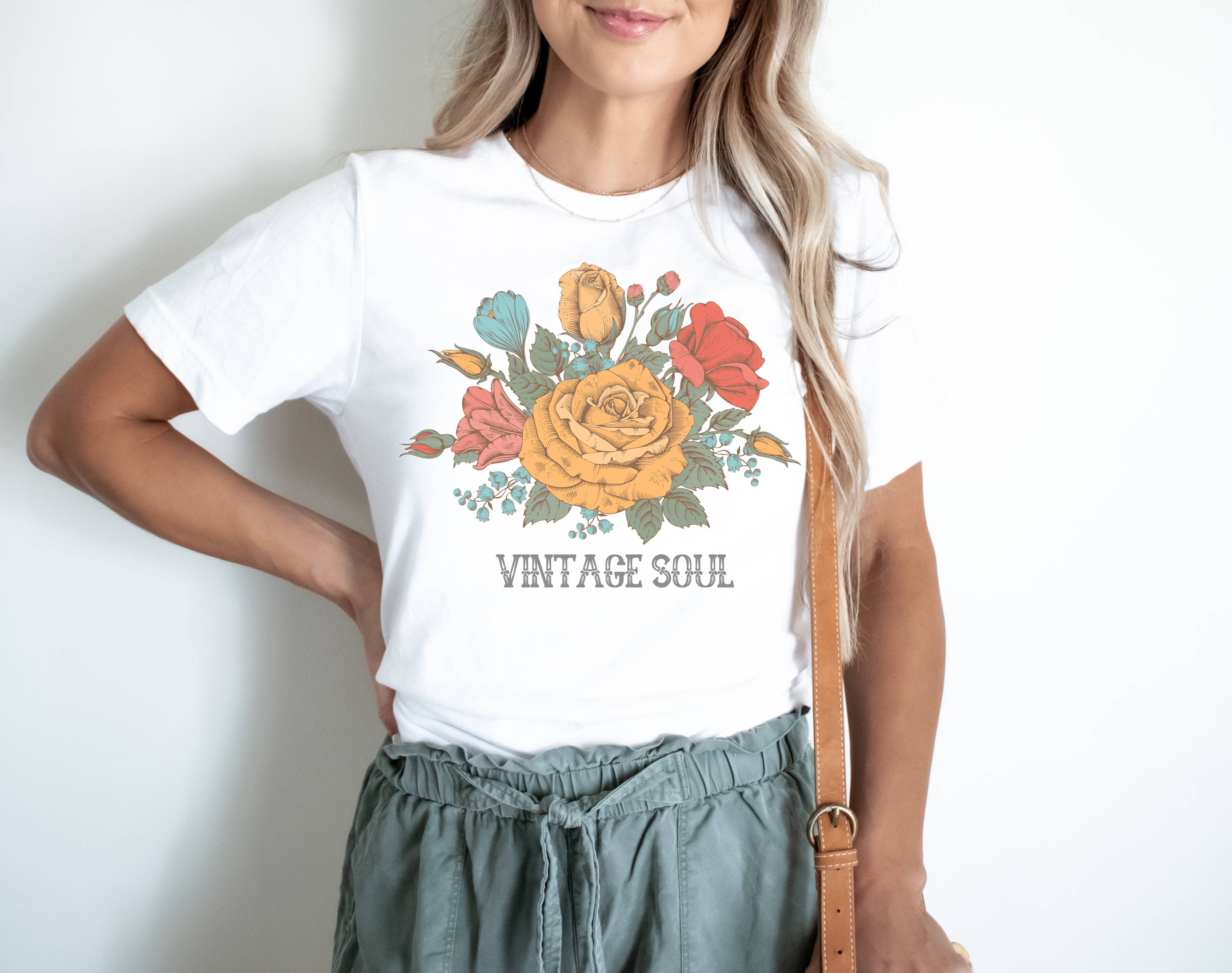 Amy Anne Apparel Inc - Wholesale Screen Printed T-Shirt - Women's - Vintage Soul Floral Retro Graphic Tees Botanical Women's Tee0