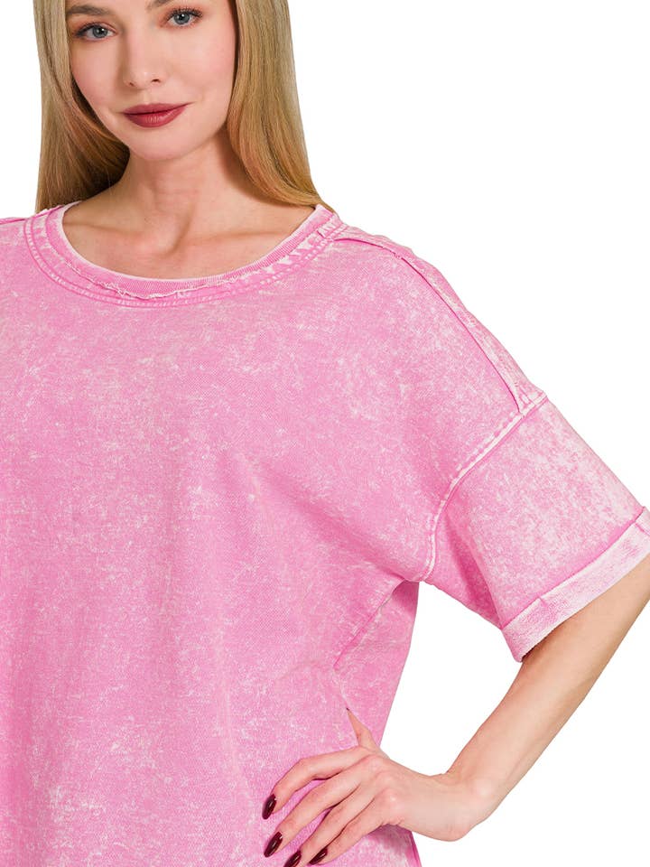 .SI-27447 French Terry Acid Washed Tee Shirts for wholesale by 42POPS