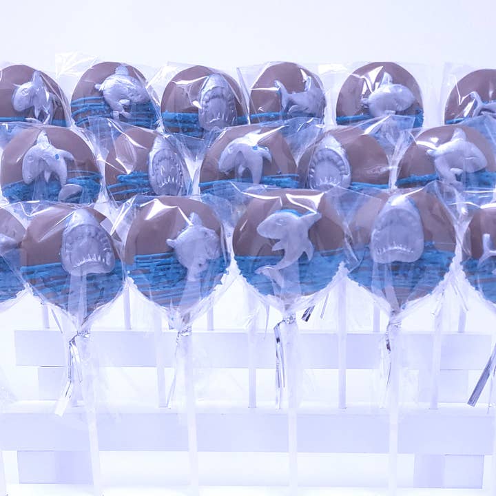 Artisanal Designer Cake Pops - Shark for wholesale by Wild Angel Treats, LLC