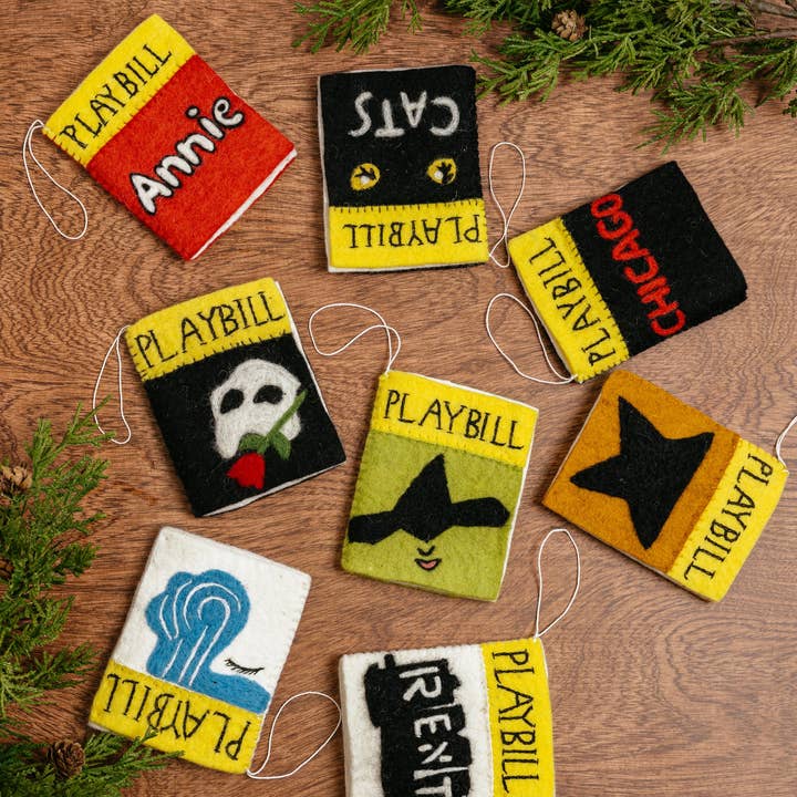 Felt Playbill Ornaments for wholesale by Global Goods Partners