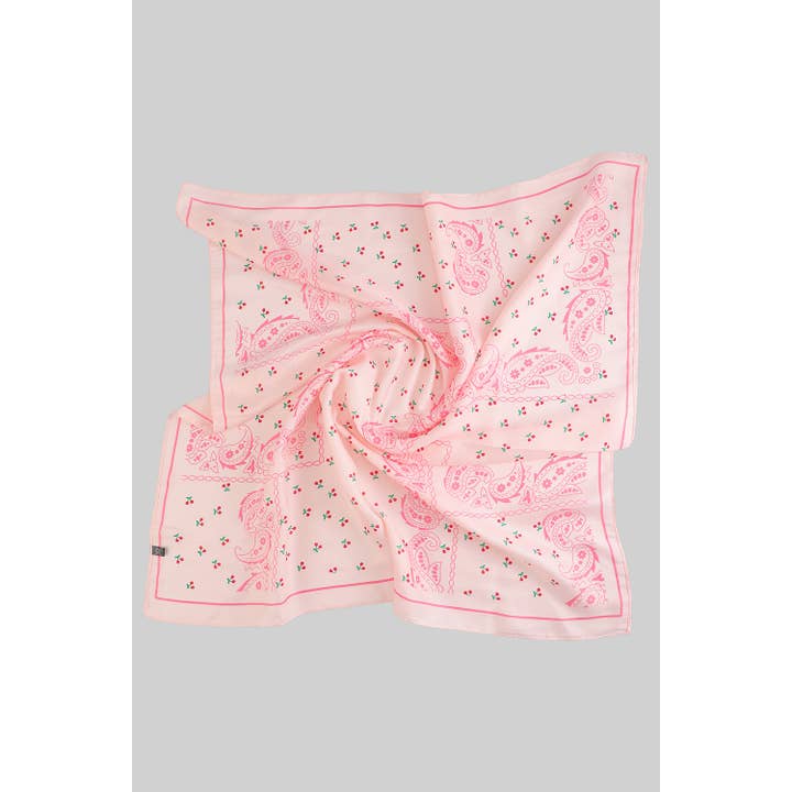 SILKESLENA KÖRSBÄR OCH PAISLEY-MÖNSTRAD FYRKANTIG SJAL för wholesale av Girly