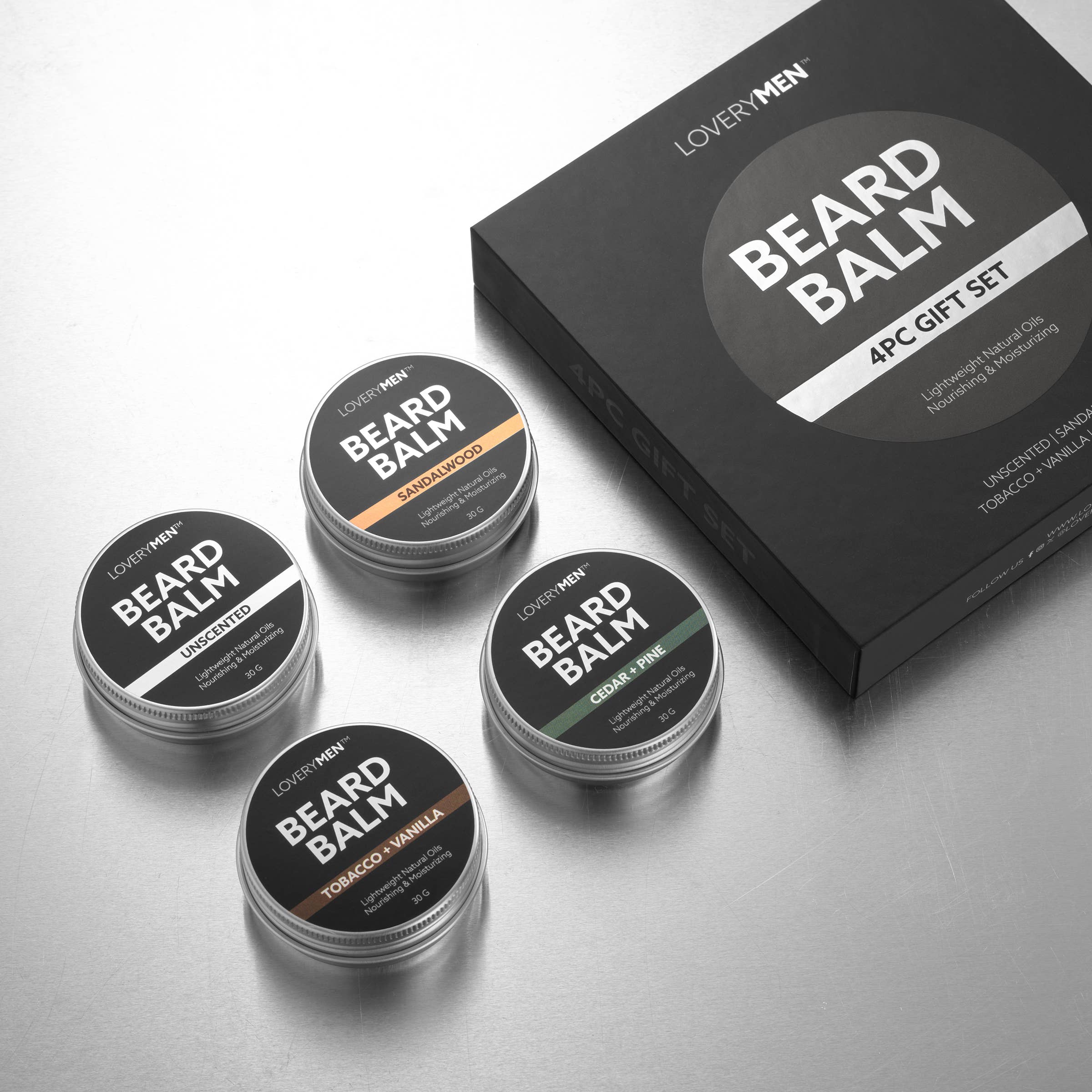 Lovery - Vente Soins pour barbe - Coffret cadeau de baume à barbe LOVERYMEN 4 pièces - Cadeau de toilettage premium4
