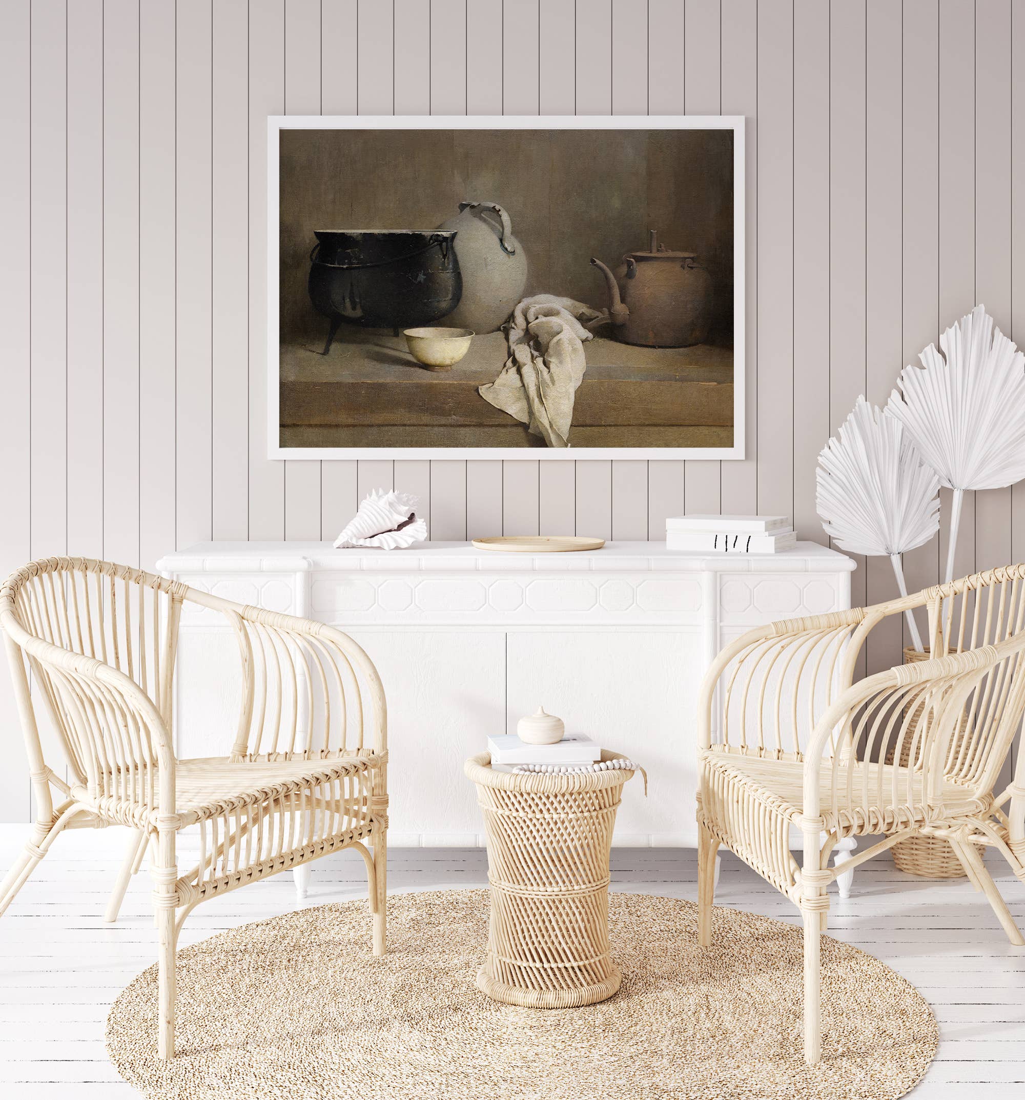 Sugar & Canvas - Vente Affiche d'art - Reproduction d'art vintage européenne de cuisine campagnarde : pots et casseroles VP573