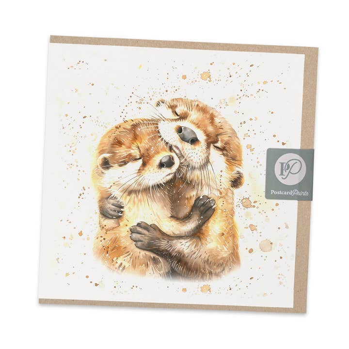 Cuddling Otters Anniversary / Love Card for wholesale by Postcard Prints