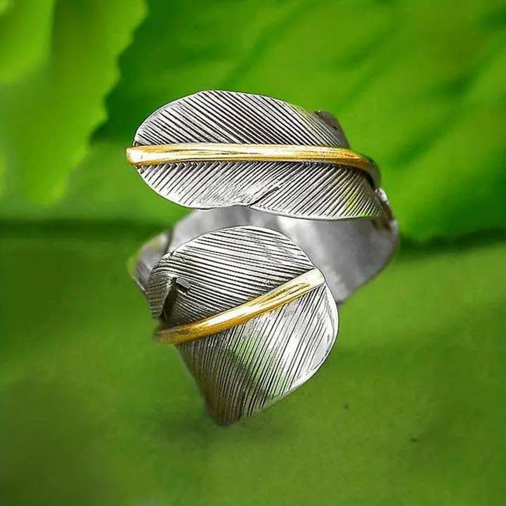 Huis Van Merken - Wholesale Cocktail/Statement Ring - Silvery Vintage Feather Shape Fashion Ring1