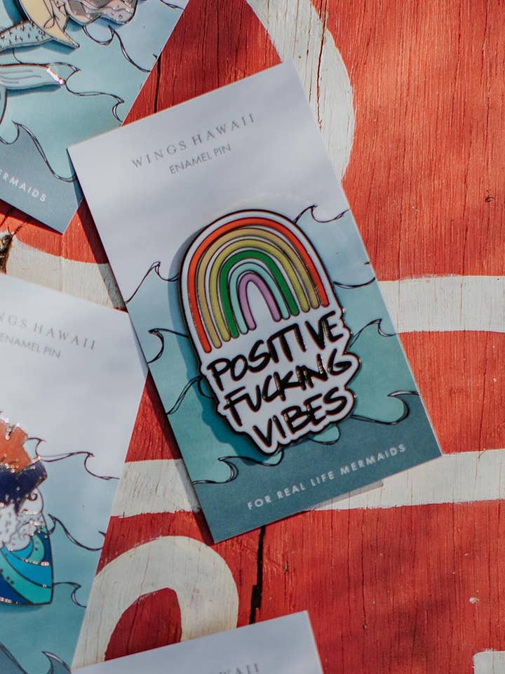 Enameled Pin - Positive Vibes for wholesale by Wings Hawaii