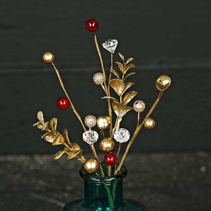 Holiday Depot Inc. - Wholesale Christmas Decoration - 32386- 32386- 14in Pick-Mix Acrylic and fancy berries with g