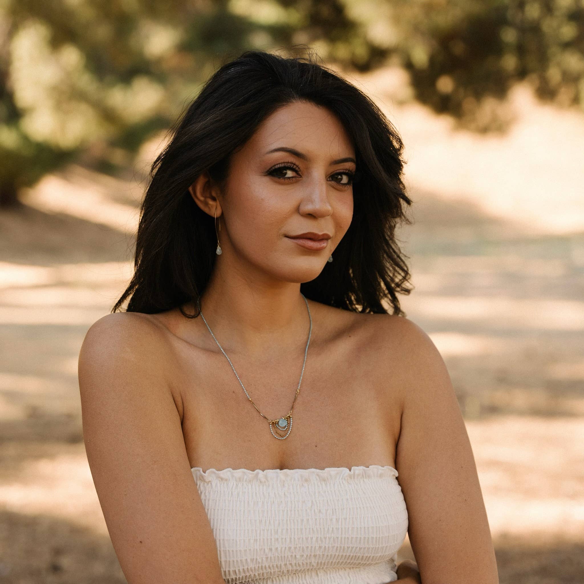 Santore Jewelry Company - Wholesale Pendant/Charm Necklace - Aqua Chalcedony Necklace - With Ornamental Brass Chains3