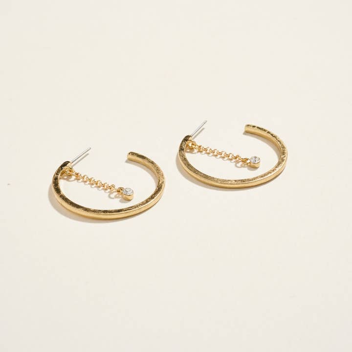 Designature New York - Wholesale Hoop earrings - 1.25 Inch Hoop Rhinestone Chain Post Earrings5