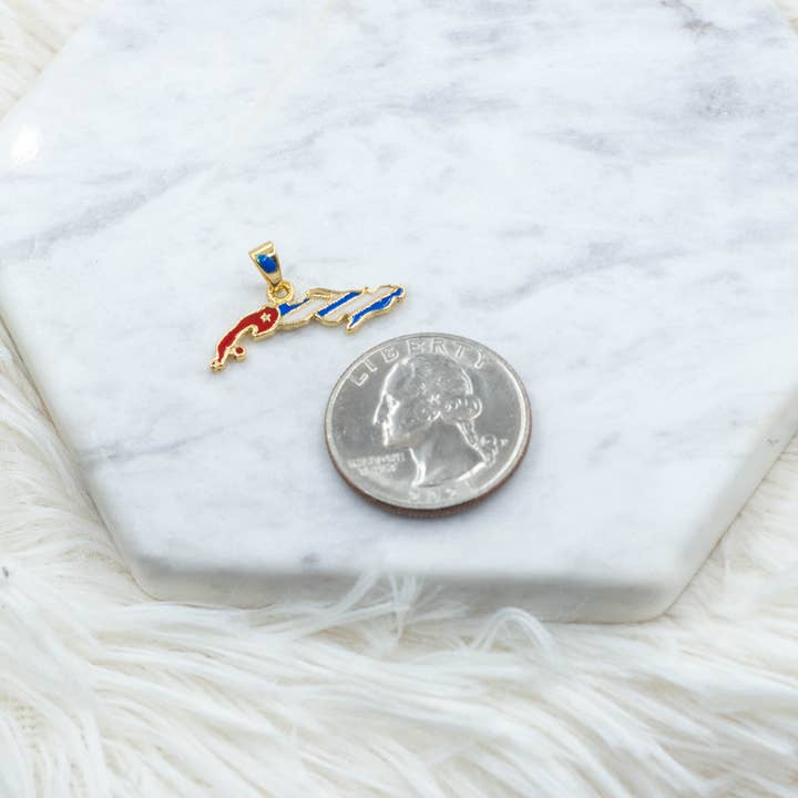 Cherie by Cherie – Pendente/pingente individual por atacado – Pingente do mapa da bandeira de Cuba | Pingente da Ilha3