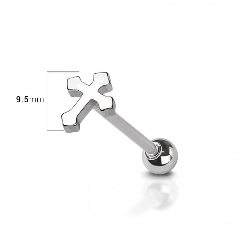 SS-14 GA (1,6 MM) - 5/8 „(16 MM) - 5 MM GOTHIC CROSS 316L CHIRURGENSTAHL ZUNGE BARBELL für den Großhandel auf Faire1
