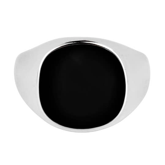 Black Polished Signet Ring - Silver for wholesale by Twistedpendant