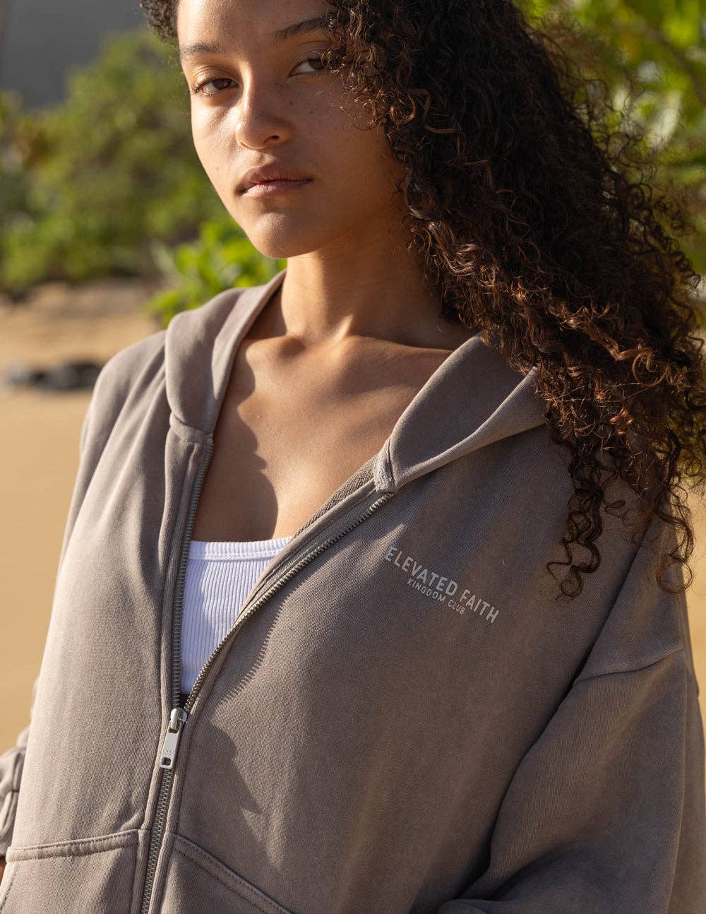 Elevated Faith - Wholesale Hoodie - Women's - Kingdom Club Brown Full-Zip Hoodie2