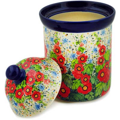 Cookie Jar 8" Hollyhocks Theme UNIKAT for wholesale by Polmedia Polish Pottery