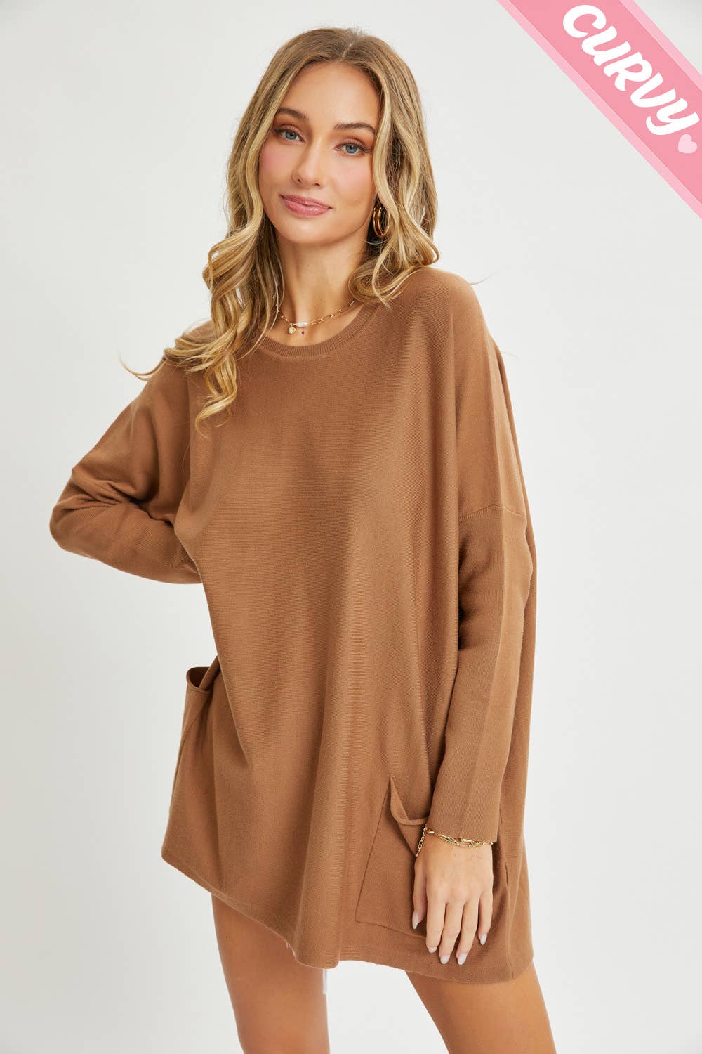 Sweet Lovely by Jen - Wholesale Tunic Sweater - Women's - FRONT POCKET OVERSIZE SWEATER PLUS SIZE23