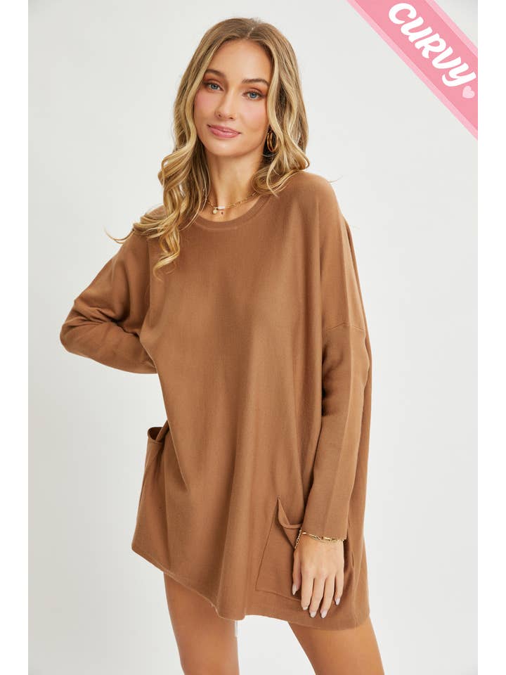 Sweet Lovely by Jen - Wholesale Tunic Sweater - Women's - FRONT POCKET OVERSIZE SWEATER PLUS SIZE23