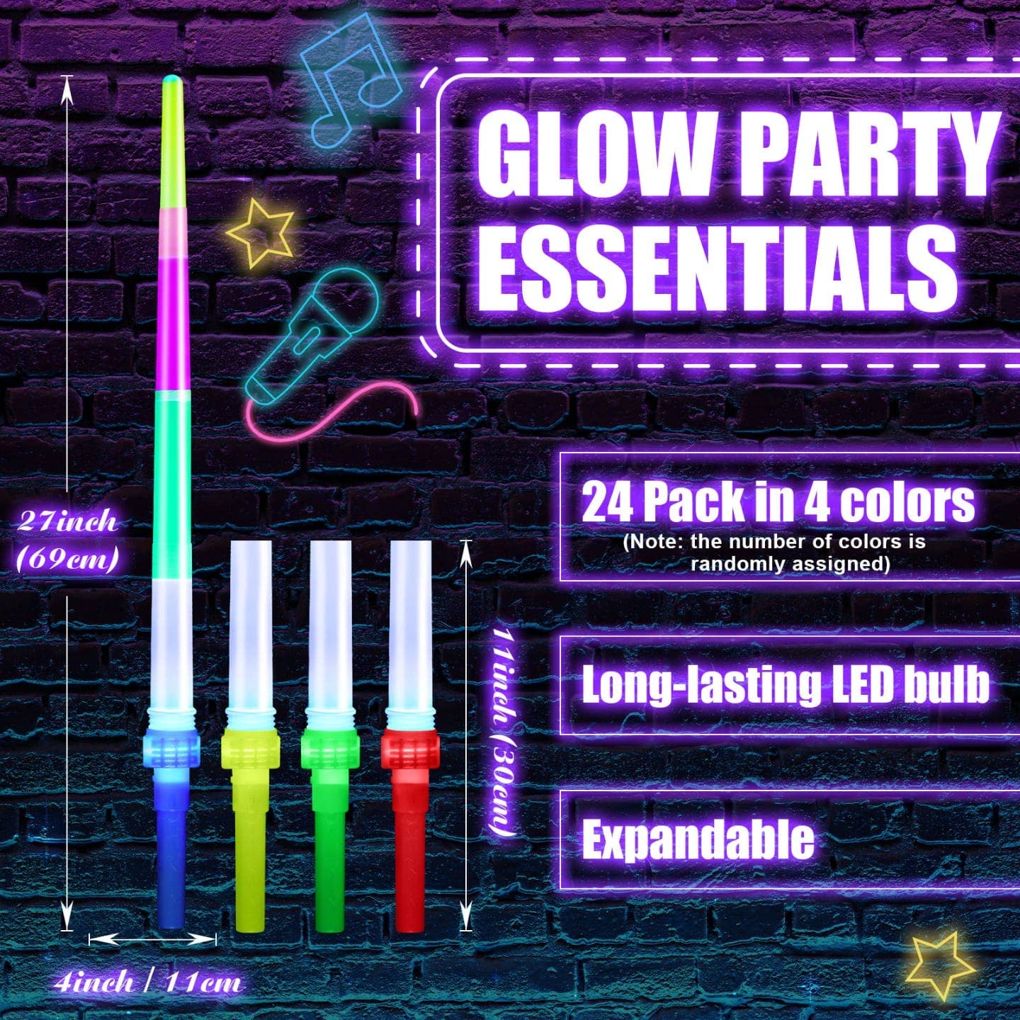 Crover - Wholesale Light-Up Toy - Kids & Baby - Expandable LED Light-Up Swords – 27" Assorted Colors3