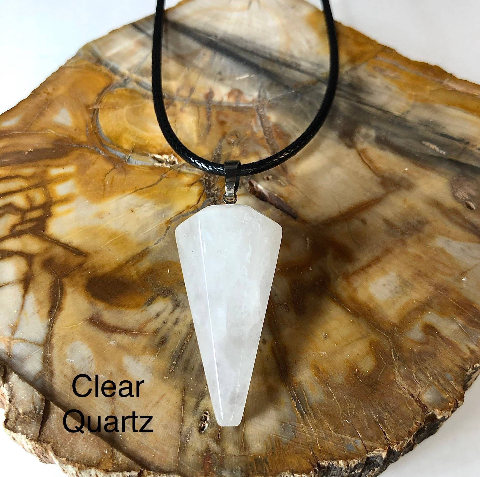 KayleeNYC - Vente Breloques/médailles personnalisées - Pendentif pendule naturel en cristal : améthyste, œil de tigre, quartz rose5