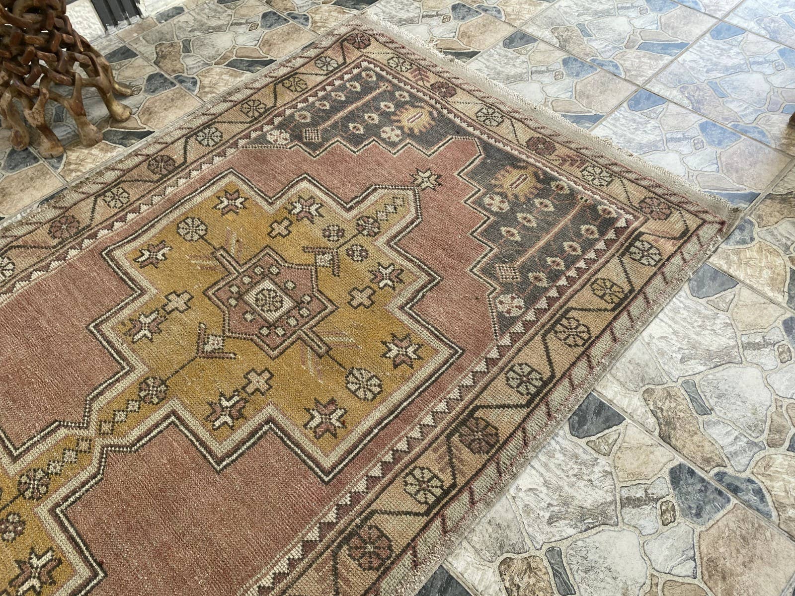 Oushak Rugs - Wholesale Area Rug - 1970 Turkish Vintage Handmade Wool Rug Geometric 4.5x8.8 ft10