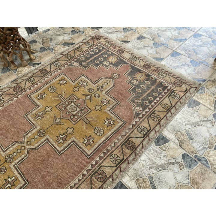 Oushak Rugs - Wholesale Area Rug - 1970 Turkish Vintage Handmade Wool Rug Geometric 4.5x8.8 ft10