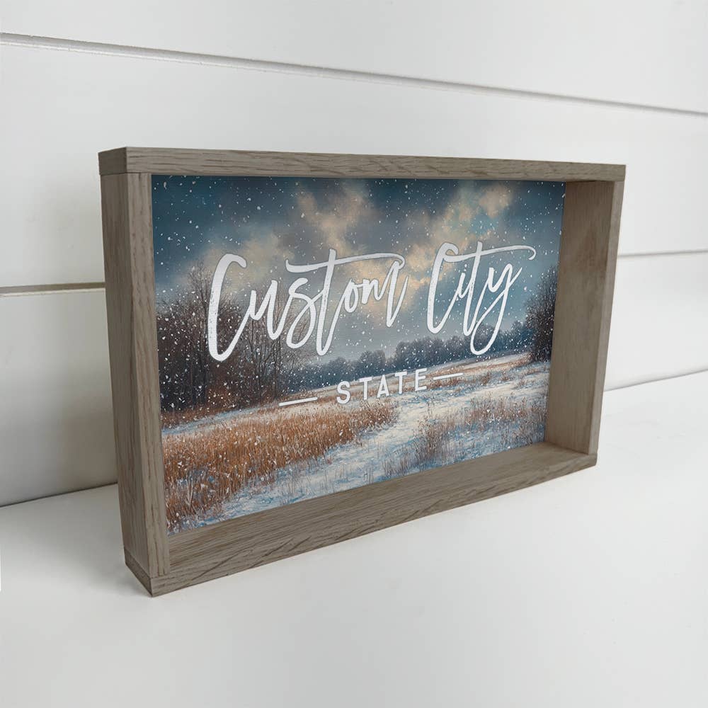 Hangout Home - Wholesale Sign - Custom Winter in the Midwest - Cabin Canvas Art - Wood Frame0