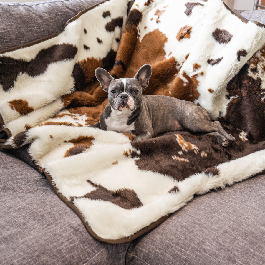 Paw Brands - Wholesale Pet Blanket - Dog - PupProtector™ Waterproof Throw Blanket - Brown Faux Cowhide11