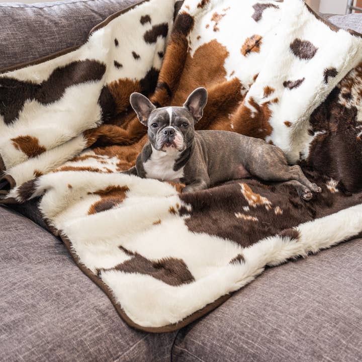 Paw Brands - Wholesale Pet Blanket - Dog - PupProtector™ Waterproof Throw Blanket - Brown Faux Cowhide11