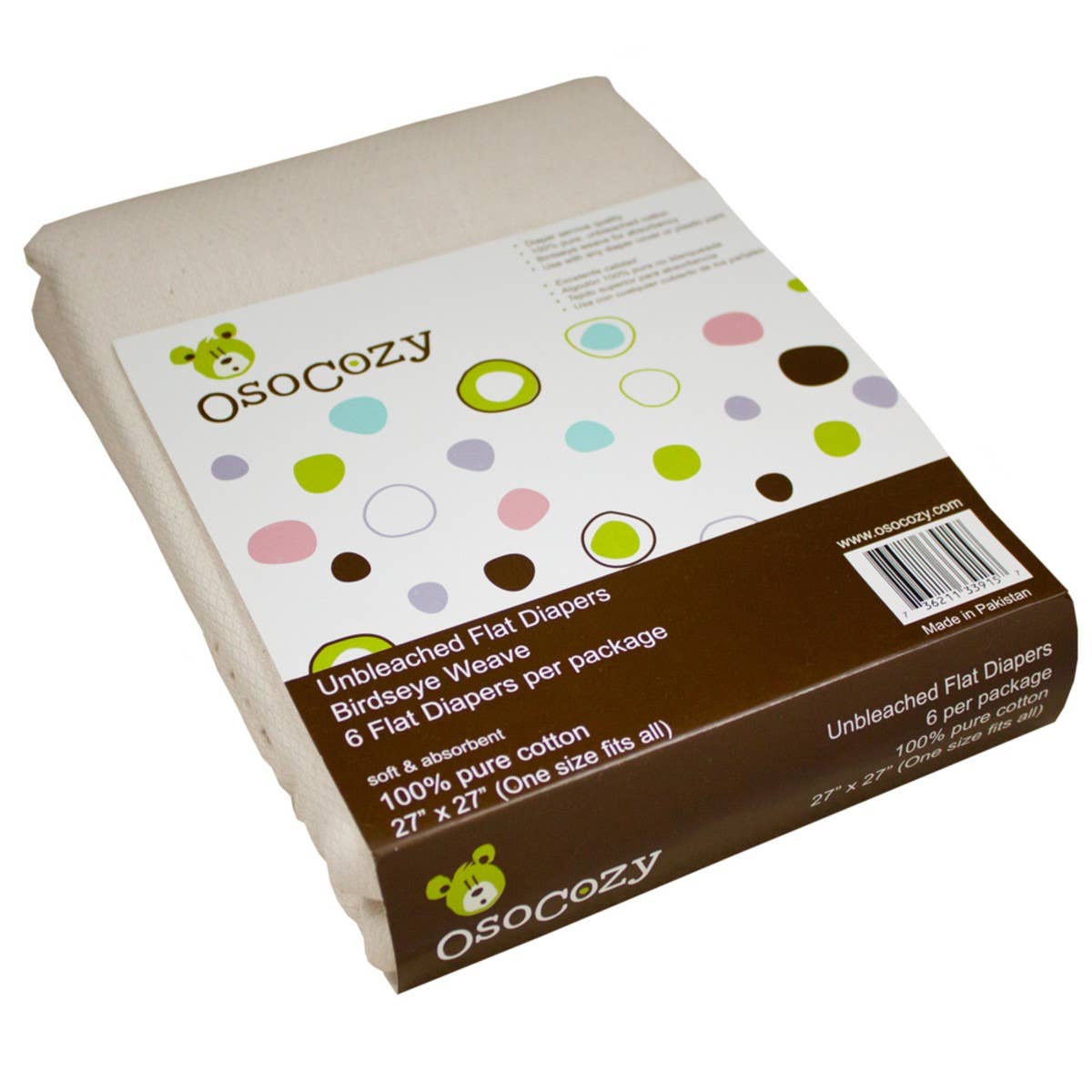 OsoCozy - Vendita all'ingrosso Pannolino lavabile - Neonati - OsoCozy Pannolini piatti Birdseye Weave, 4 varietà - 6 confezioni4